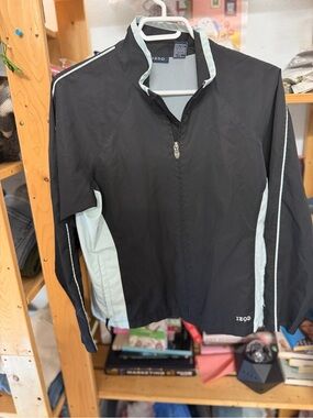 Izod Black Jacket with Light blue Trim